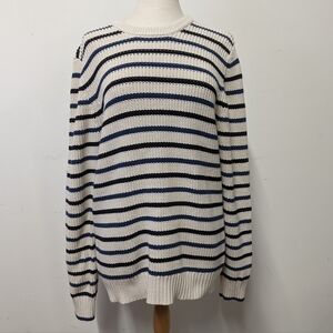 AMERICAN Eagle Chunky Preppy Sweater with black and navy stripes L Unisex